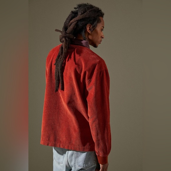 Urban Outfitters Men's Large Teracotta Corduroy Popover Collared Shirt Orange - Picture 4 of 16